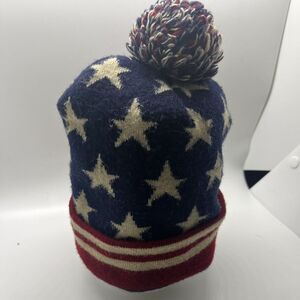 Red, Cream and Blue Beanie Cap w/ Stars (small) Americana Ralph-Lauren like